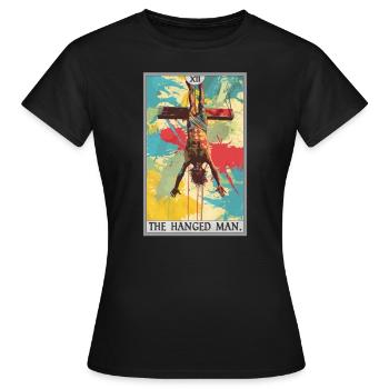 Carte de tarot Carte de tarot Le pendu - T-shirt Femme - noir - Devant - AI Model Female 172 dark (172cm)