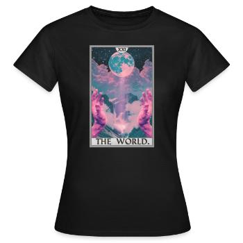 Carte de tarot Carte de tarot Le monde - T-shirt Femme - noir - Devant - AI Model Female 172 dark (172cm)