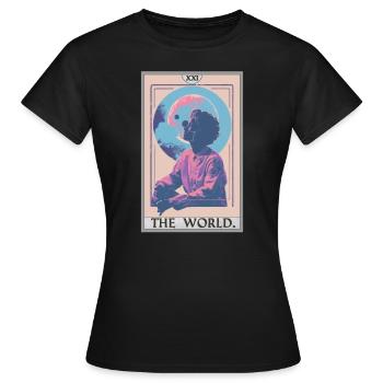 Carte de tarot Carte de tarot Le monde - T-shirt Femme - noir - Devant - AI Model Female 172 dark (172cm)