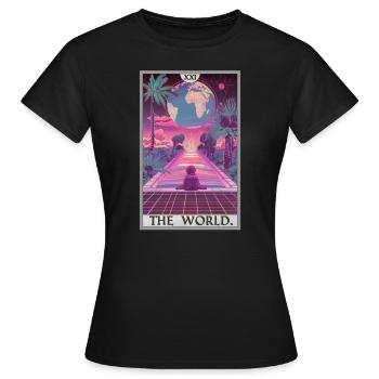 Carte de tarot Carte de tarot Le monde - T-shirt Femme - noir - Devant - AI Model Female 172 dark (172cm)