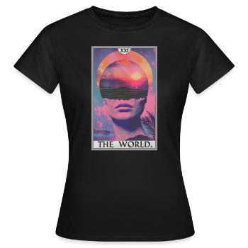 Carte de tarot Carte de tarot Le monde - T-shirt Femme - noir - Devant - AI Model Female 172 dark (172cm)
