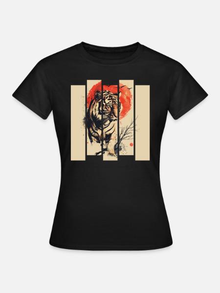Tigre japonais rétro des années 80 - T-shirt Femme - noir