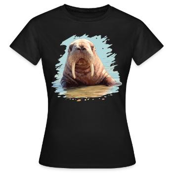 Walrus Walrosse Walross - Frauen T-Shirt - Schwarz - Vorne - AI Model Female 172 dark (172cm)