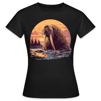 Walrus Walrosse Walross - Frauen T-Shirt - Schwarz - Vorne - AI Model Female 172 dark (172cm)