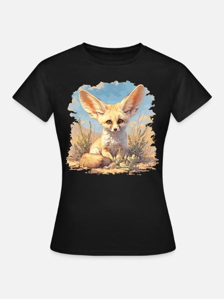Fennec Fox Fenneks Fennek - Frauen T-Shirt - Schwarz
