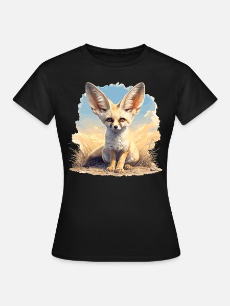 Fennec Fox Fenneks Fennek - Frauen T-Shirt - Schwarz