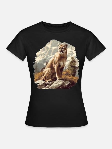 Cougar Berglöwen Berglöwe - Frauen T-Shirt - Schwarz