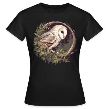Barn Owl Schleiereulen Schleiereule - Frauen T-Shirt - Schwarz - Vorne - AI Model Female 172 dark (172cm)