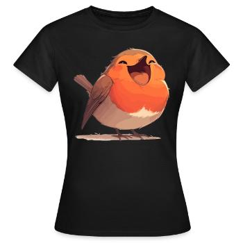 Robin Rotkehlchen - T-shirt Femme - noir - Devant - AI Model Female 172 dark (172cm)