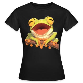 Tree Frog Laubfrösche Laubfrosch - Frauen T-Shirt - Schwarz - Vorne - AI Model Female 172 dark (172cm)