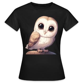 Barn Owl Schleiereulen Schleiereule - Frauen T-Shirt - Schwarz - Vorne - AI Model Female 172 dark (172cm)