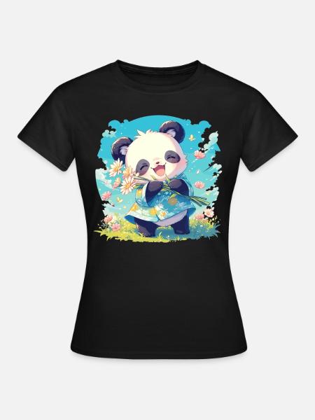 Pandas Panda - Frauen T-Shirt - Schwarz