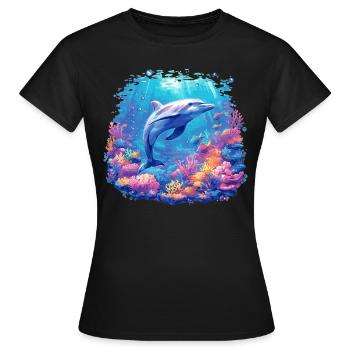 Dauphin Dauphins Dauphin - T-shirt Femme - noir - Devant - AI Model Female 172 dark (172cm)