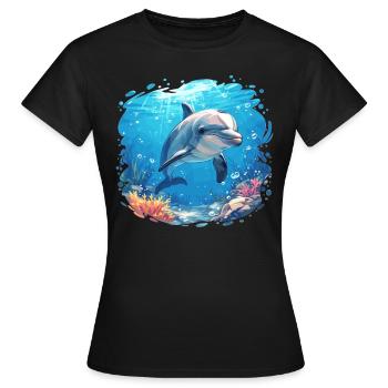 Dauphin Dauphins Dauphin - T-shirt Femme - noir - Devant - AI Model Female 172 dark (172cm)
