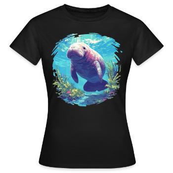 Lamantins Seekuh Lamantin - T-shirt Femme - noir - Devant - AI Model Female 172 dark (172cm)