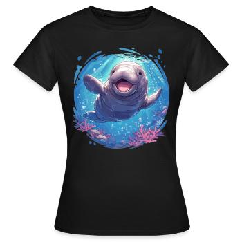 Lamantins Seekuh Lamantin - T-shirt Femme - noir - Devant - AI Model Female 172 dark (172cm)