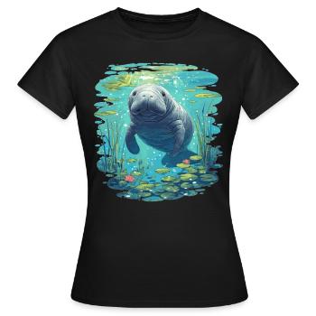 Lamantins Seekuh Lamantin - T-shirt Femme - noir - Devant - AI Model Female 172 dark (172cm)