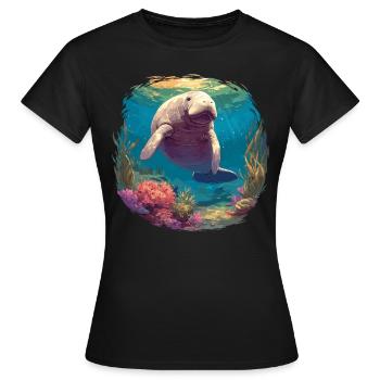 Seekuh Manatees Manatee - Women's T-Shirt - black - Front - AI Model Female 172 dark (172cm)