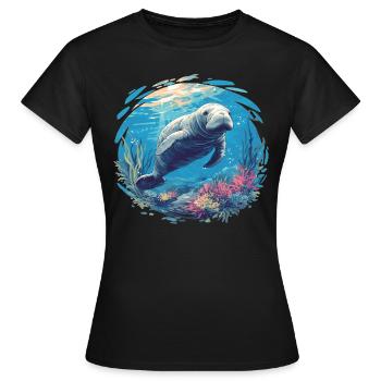 Lamantins Seekuh Lamantin - T-shirt Femme - noir - Devant - AI Model Female 172 dark (172cm)