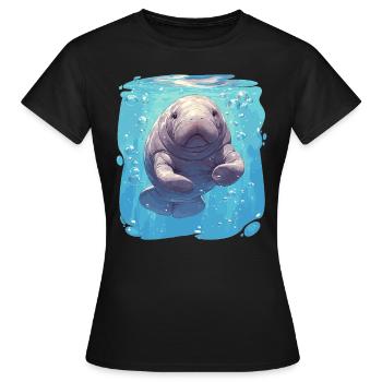 Lamantins Seekuh Lamantin - T-shirt Femme - noir - Devant - AI Model Female 172 dark (172cm)