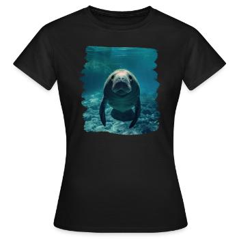 Lamantins Seekuh Lamantin - T-shirt Femme - noir - Devant - AI Model Female 172 dark (172cm)
