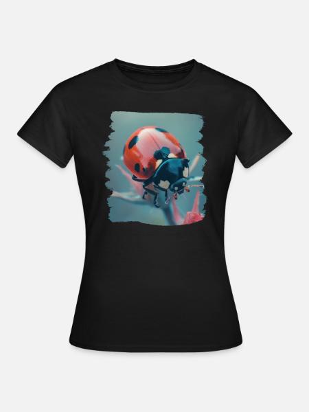 Ladybug Marienkäfer - Frauen T-Shirt - Schwarz