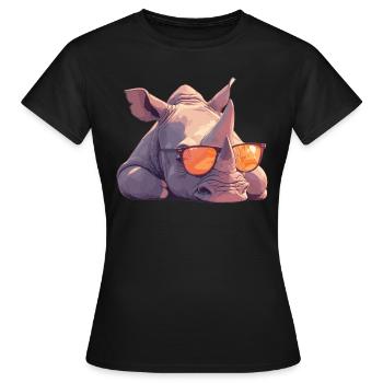 Rhino Nashörner Nashorn - Frauen T-Shirt - Schwarz - Vorne - AI Model Female 172 dark (172cm)