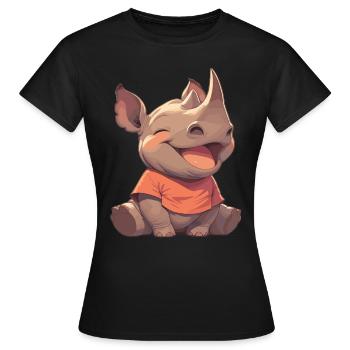 Rhino Nashörner Nashorn - Frauen T-Shirt - Schwarz - Vorne - AI Model Female 172 dark (172cm)