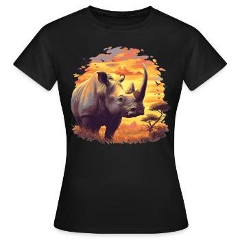 Rhino Nashörner Nashorn - Frauen T-Shirt - Schwarz - Vorne - AI Model Female 172 dark (172cm)