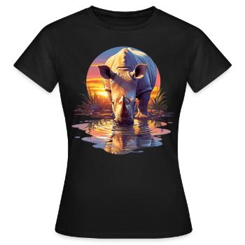 Rhino Nashörner Nashorn - Frauen T-Shirt - Schwarz - Vorne - AI Model Female 172 dark (172cm)