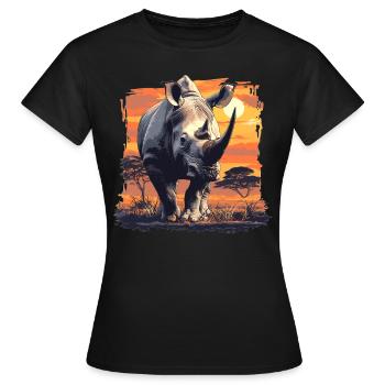 Rhino Nashörner Nashorn - Frauen T-Shirt - Schwarz - Vorne - AI Model Female 172 dark (172cm)