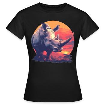 Rhino Nashörner Nashorn - Frauen T-Shirt - Schwarz - Vorne - AI Model Female 172 dark (172cm)