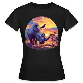 Rhino Nashörner Nashorn - Frauen T-Shirt - Schwarz - Vorne - AI Model Female 172 dark (172cm)