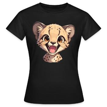 Cheetah Geparde Gepard - Frauen T-Shirt - Schwarz - Vorne - AI Model Female 172 dark (172cm)