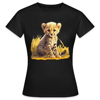 Cheetah Geparde Gepard - Frauen T-Shirt - Schwarz - Vorne - AI Model Female 172 dark (172cm)