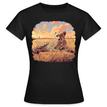 Cheetah Geparde Gepard - Frauen T-Shirt - Schwarz - Vorne - AI Model Female 172 dark (172cm)