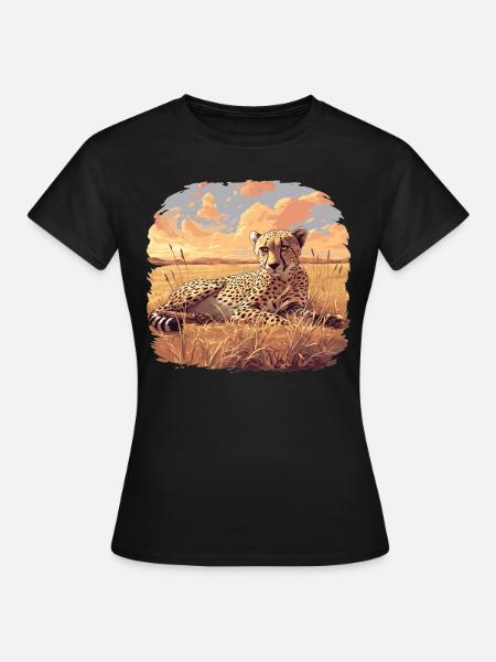Cheetah Geparde Gepard - Frauen T-Shirt - Schwarz