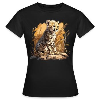 Cheetah Geparde Gepard - Frauen T-Shirt - Schwarz - Vorne - AI Model Female 172 dark (172cm)