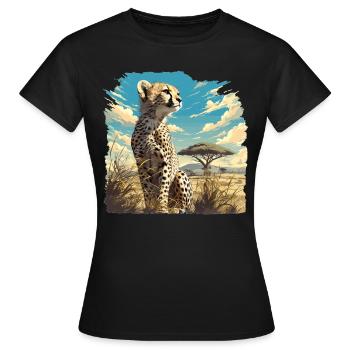 Cheetah Geparde Gepard - Frauen T-Shirt - Schwarz - Vorne - AI Model Female 172 dark (172cm)