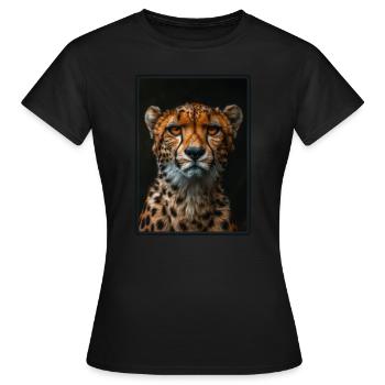 Cheetah Geparde Gepard - Frauen T-Shirt - Schwarz - Vorne - AI Model Female 172 dark (172cm)