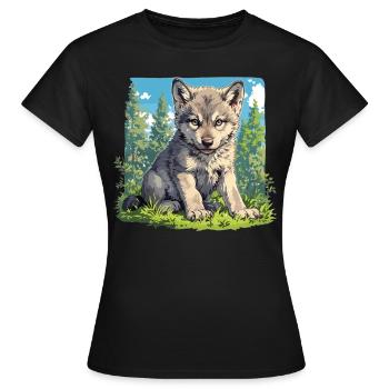 Loups Loup - T-shirt Femme - noir - Devant - AI Model Female 172 dark (172cm)