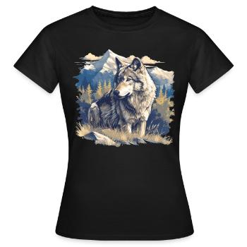 Loups Loup - T-shirt Femme - noir - Devant - AI Model Female 172 dark (172cm)