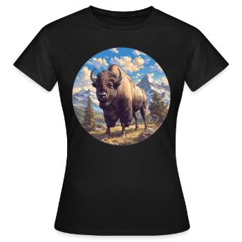 Bisons Bison - T-shirt Femme - noir - Devant - AI Model Female 172 dark (172cm)