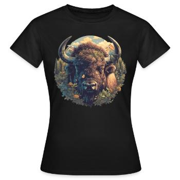 Bisons Bison - T-shirt Femme - noir - Devant - AI Model Female 172 dark (172cm)
