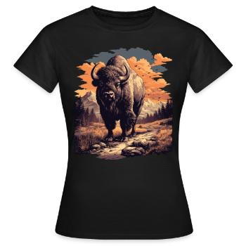 Bisons Bison - T-shirt Femme - noir - Devant - AI Model Female 172 dark (172cm)
