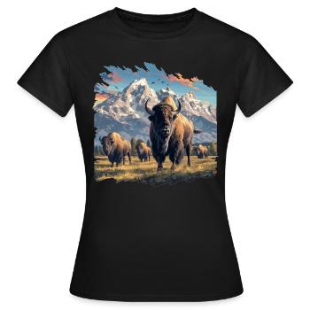 Bisons Bison - T-shirt Femme - noir - Devant - AI Model Female 172 dark (172cm)