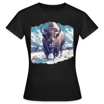 Bisons Bison - T-shirt Femme - noir - Devant - AI Model Female 172 dark (172cm)