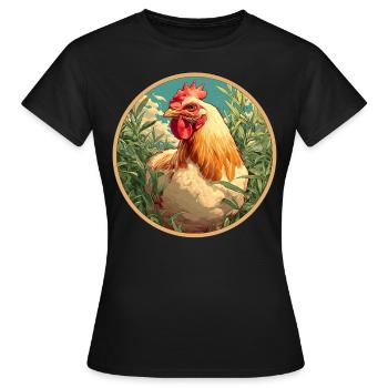 Rooster Hähne Hahn - Frauen T-Shirt - Schwarz - Vorne - AI Model Female 172 dark (172cm)