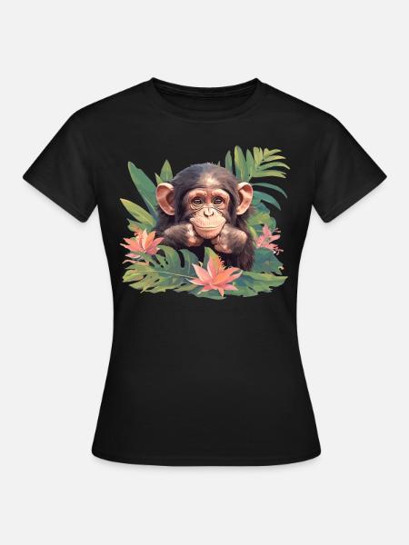 Chimpanzee Schimpansen Schimpanse - Frauen T-Shirt - Schwarz