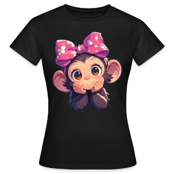 Chimpanzee Schimpansen Schimpanse - Frauen T-Shirt - Schwarz - Vorne - AI Model Female 172 dark (172cm)